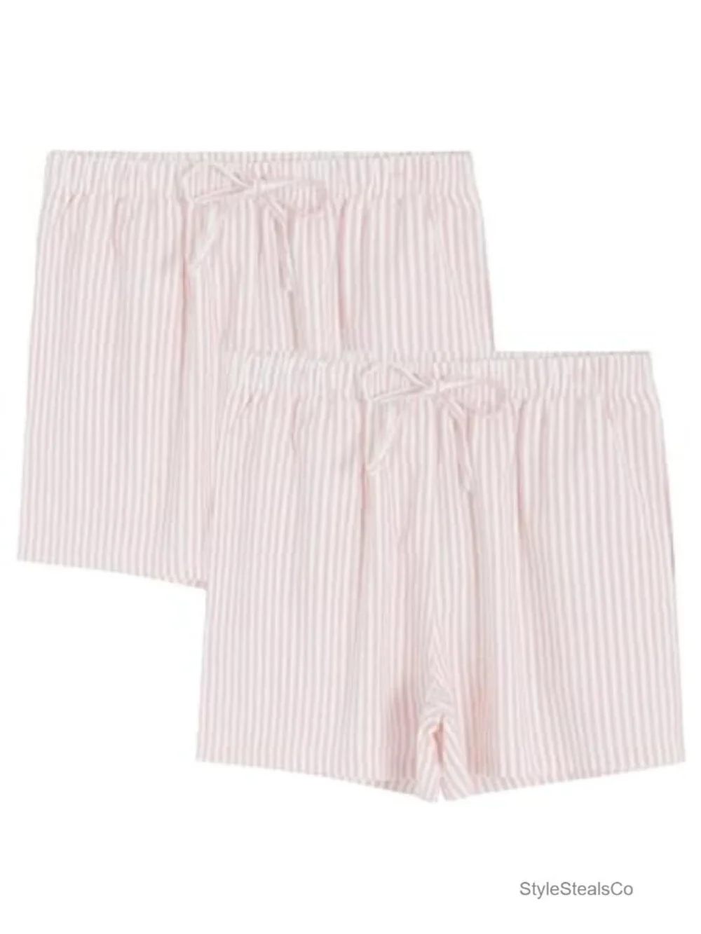 Women's Cotton Pajama Shorts Soft Seersucker Sleep Shorts 2-Pack with Pockets